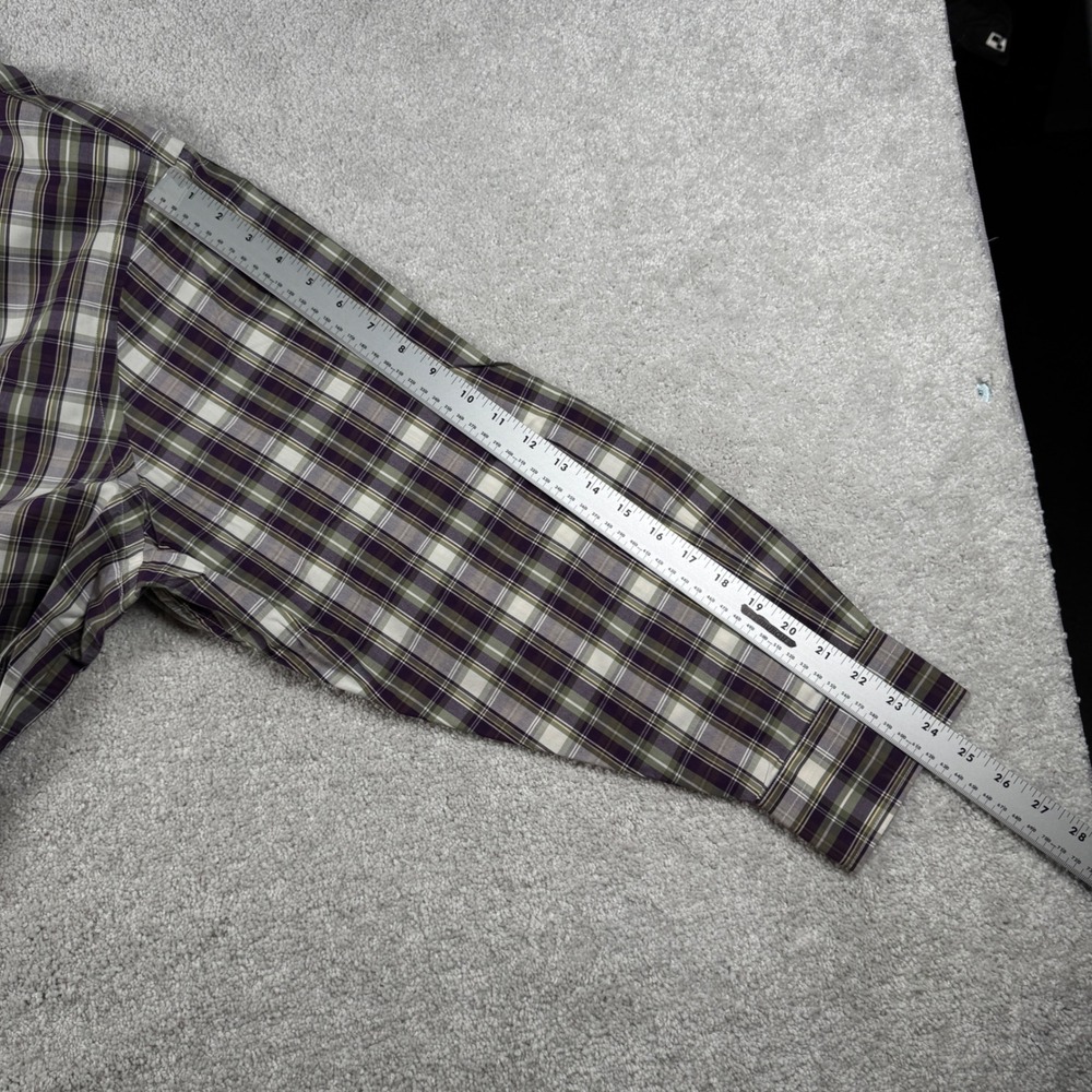 Oak Hill Button Down Shirt Big Mens 3XL Purple Plaid Wrinkle Free Cotton XXXL - Picture 12 of 13